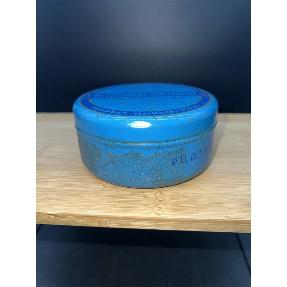 Vintage W T Rawleigh Co Veterinary Ointment Metal Tin And Lid